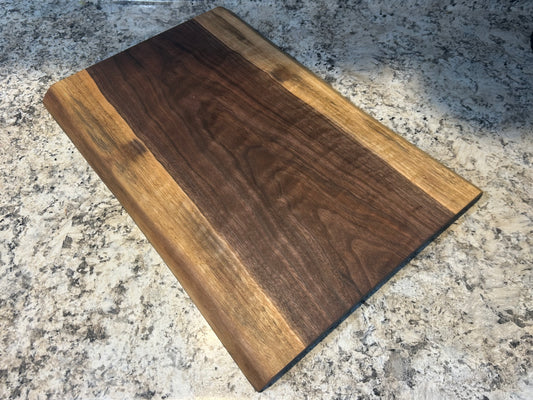 Live Edge Walnut Cutting Board – Handmade Rustic Wooden Serving & Chopping Board, 10-12” x 16”, Made in USA